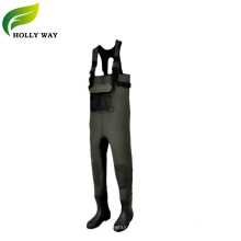 Neoprene wader with knee pad and chest pocket